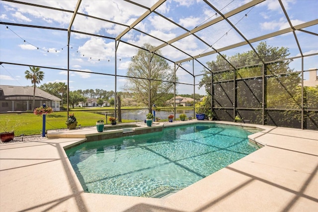 10664 Emerald Chase Dr, Orlando, FL 32836 - view of pool with a patio area, a pool with connected hot tub, and a lanai
