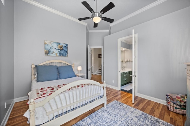 10664 Emerald Chase Dr, Orlando, FL 32836 - bedroom featuring wood finished floors, ceiling fan, baseboards, and ornamental molding