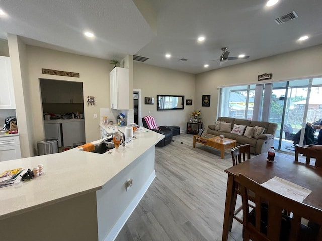 731 Triumph Dr, Sebring, FL 33872 - living room featuring a ceiling fan, recessed lighting, light wood-type flooring, and baseboards