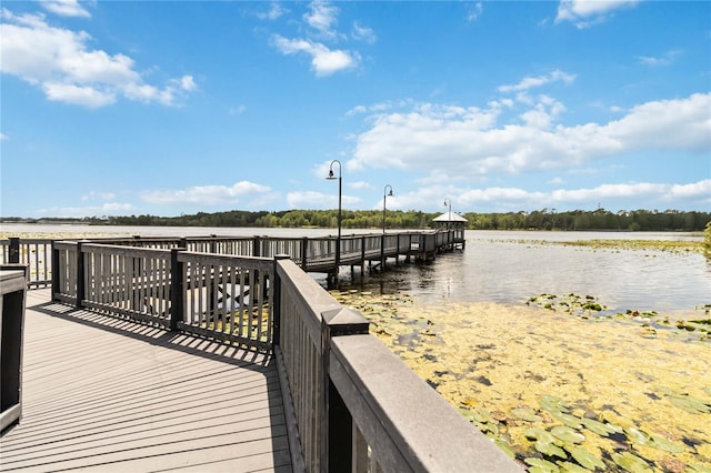 view of dock featuring a water view