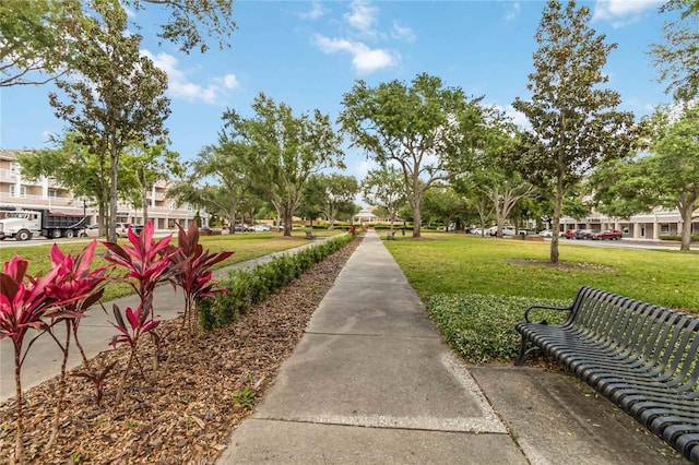 view of community featuring a yard