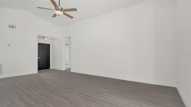 13838 Ginger Creek Blvd, Orlando, FL 32826 - spare room with visible vents, ceiling fan, baseboards, and dark wood finished floors