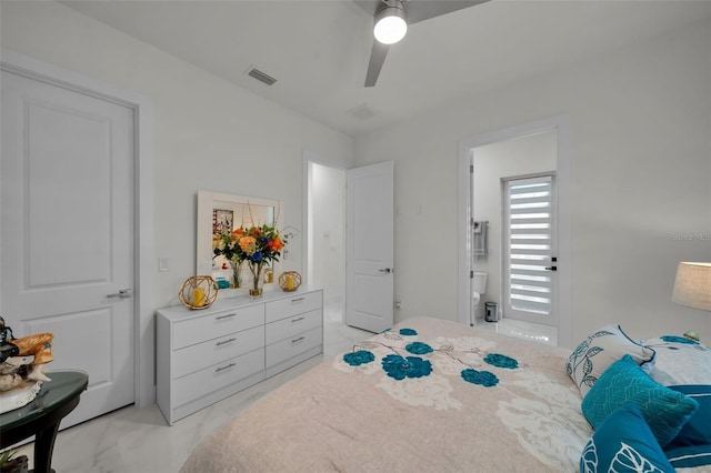 1214 Embers Pkwy W, Cape Coral, FL 33993 - bedroom with marble finish floor, ceiling fan, and visible vents