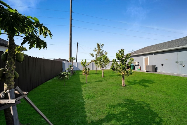 1214 Embers Pkwy W, Cape Coral, FL 33993 - view of yard featuring a fenced backyard and central AC