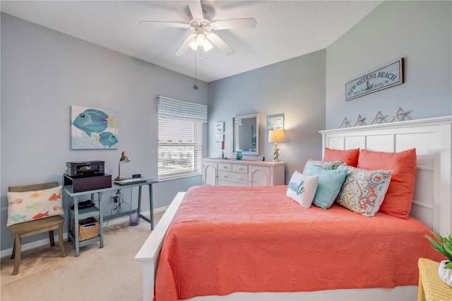 5300 S Atlantic Ave Unit 2-501, New Smyrna Beach, FL 32169 - bedroom with light carpet, baseboards, and ceiling fan