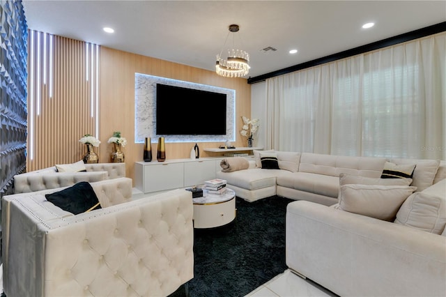 8109 Ludington Cir, Orlando, FL 32836 - living room with recessed lighting, a notable chandelier, and visible vents
