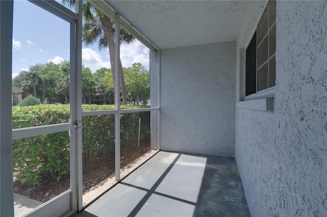 view of unfurnished sunroom
