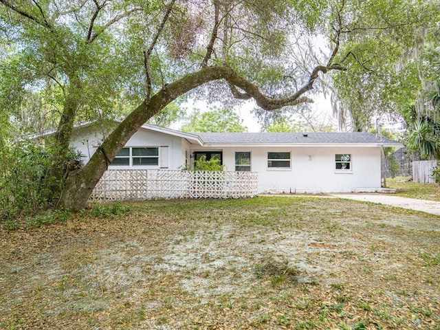 rear view of property featuring fence
