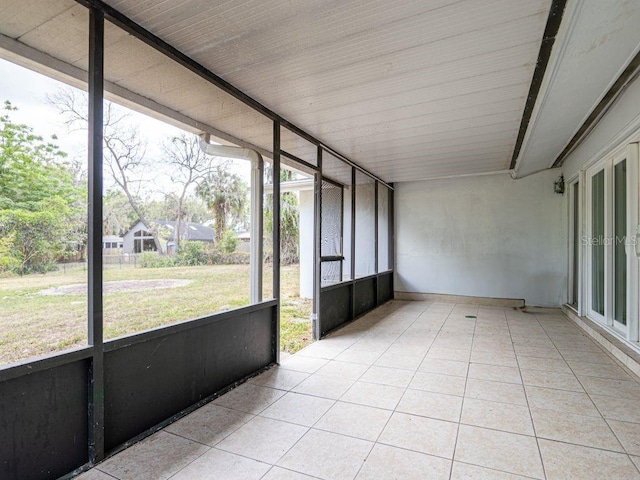 view of unfurnished sunroom