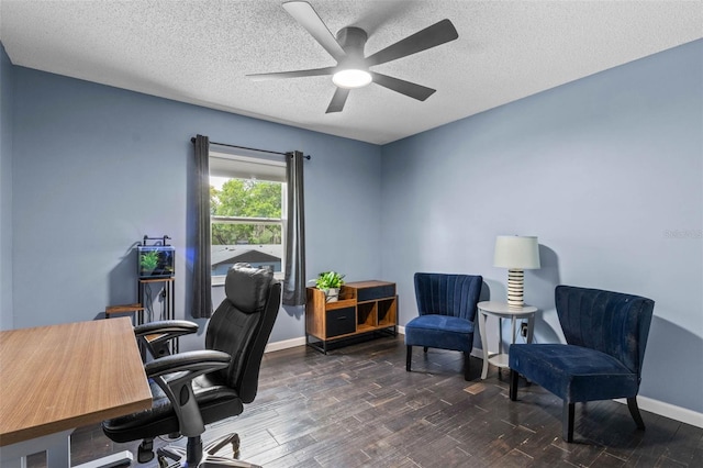 1010 Chokecherry Dr, Winter Springs, FL 32708 - office with a ceiling fan, wood finished floors, and a textured ceiling
