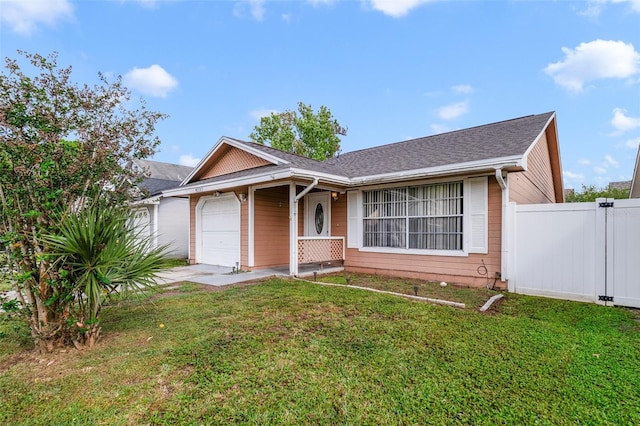 9231 Ventana Ln, Orlando, FL 32825 - ranch-style home featuring a front yard, fence, a garage, and concrete driveway