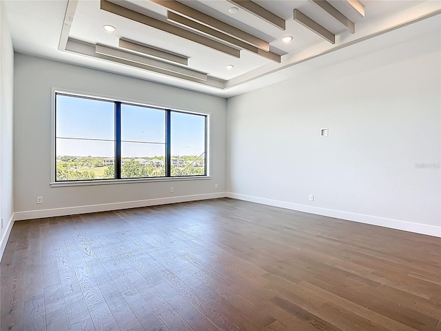 1080 E Jack Nicklaus Ct, Kissimmee, FL 34747 - empty room with dark wood-style floors, baseboards, recessed lighting, and beamed ceiling