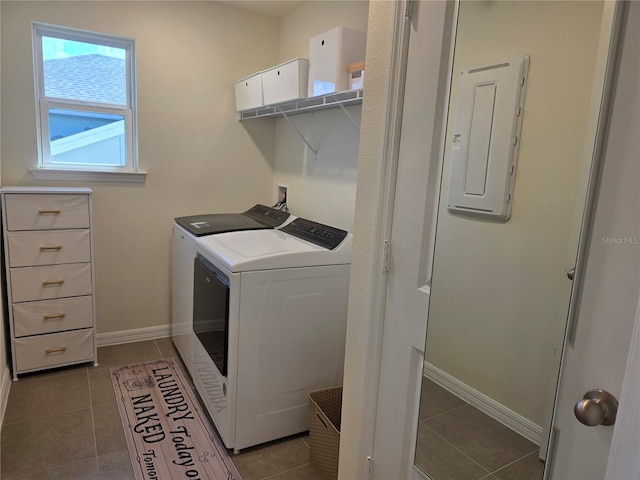 1764 Stamen Dr, Kissimmee, FL 34744 - washroom with laundry area, washing machine and clothes dryer, electric panel, and tile patterned floors