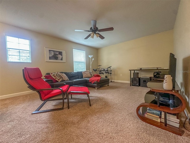 987 Alston Bay Blvd, Apopka, FL 32703 - living room featuring baseboards, a wealth of natural light, carpet floors, and ceiling fan