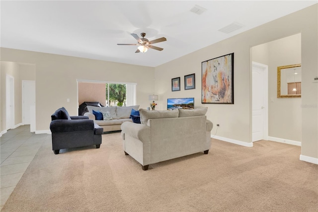 987 Alston Bay Blvd, Apopka, FL 32703 - living area with a ceiling fan, carpet floors, and tile patterned floors