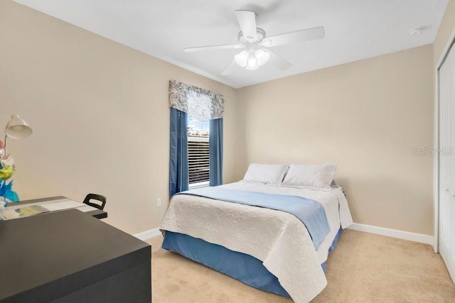 987 Alston Bay Blvd, Apopka, FL 32703 - bedroom with light colored carpet, an office area, ceiling fan, and a closet