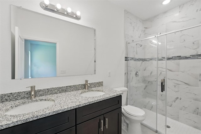 7738 N Creek Way, Citrus Springs, FL 34434 - bathroom with double vanity and a marble finish shower