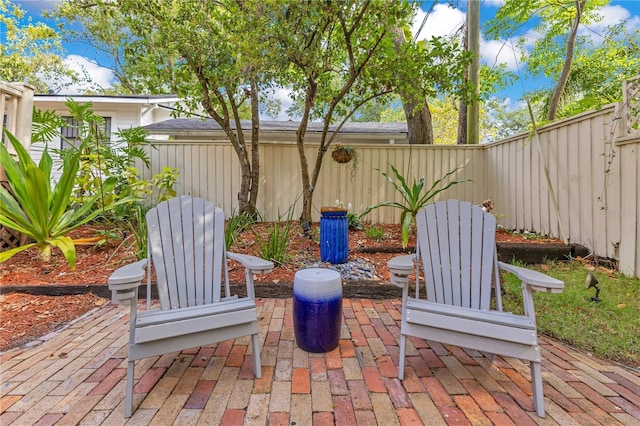 view of patio featuring a fenced backyard