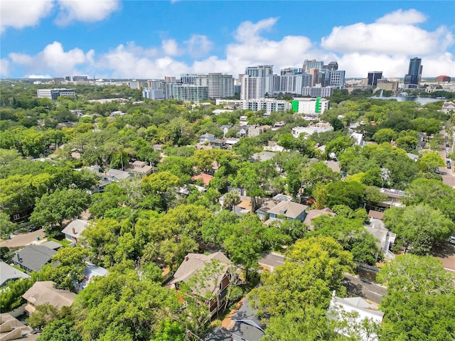 bird's eye view with a city view