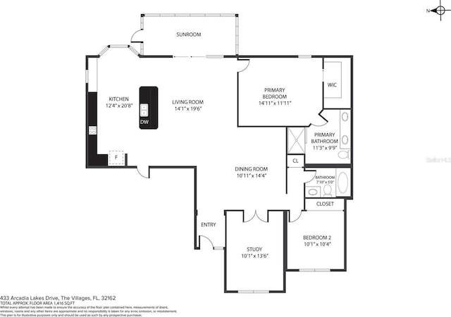 433 Arcadia Lakes Dr, The Villages, FL 32162 - floor plan