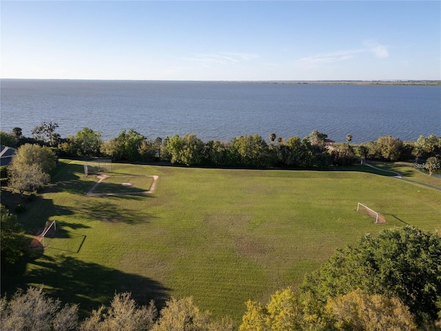 exterior space with a water view