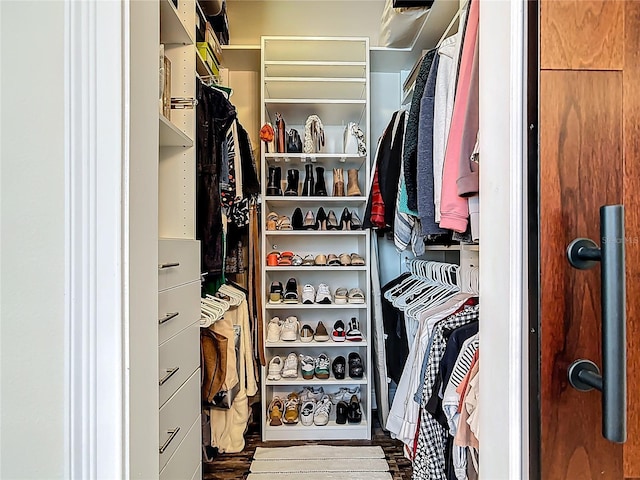 spacious closet with wood finished floors