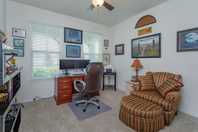 6960 Audobon Osprey Cv, Harmony, FL 34773 - office space with baseboards, a ceiling fan, and carpet floors