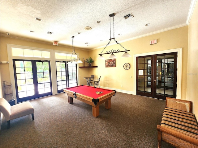 2528 Robert Trent Jones Dr Unit 1617, Orlando, FL 32835 - rec room featuring french doors, carpet flooring, and visible vents