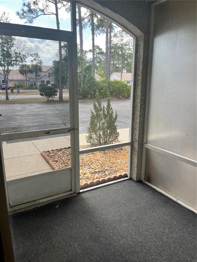 doorway to outside featuring carpet and a wealth of natural light