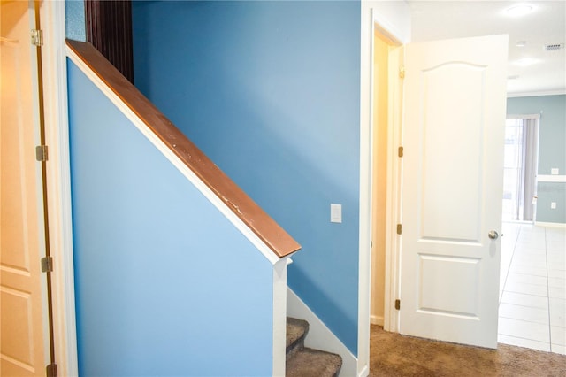 184 Lake Smart Cir, Winter Haven, FL 33881 - stairs with carpet floors and ornamental molding
