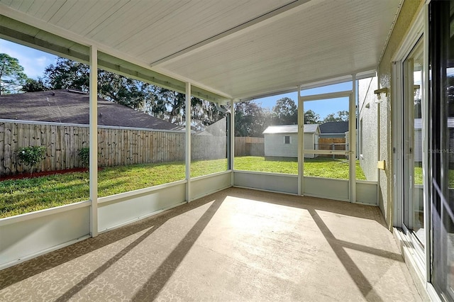 view of unfurnished sunroom