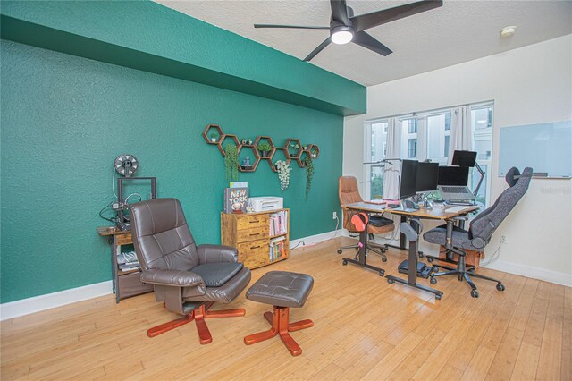 204 E S St Unit 2061, Orlando, FL 32801 - office space featuring baseboards, a textured wall, ceiling fan, and wood finished floors
