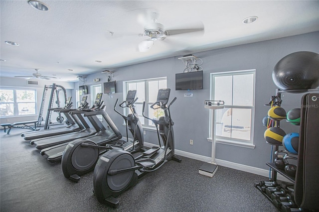 204 E S St Unit 2061, Orlando, FL 32801 - exercise room featuring baseboards and a ceiling fan