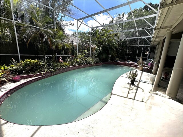 8935 Jonathan Manor Dr, Orlando, FL 32819 - outdoor pool with a patio and glass enclosure