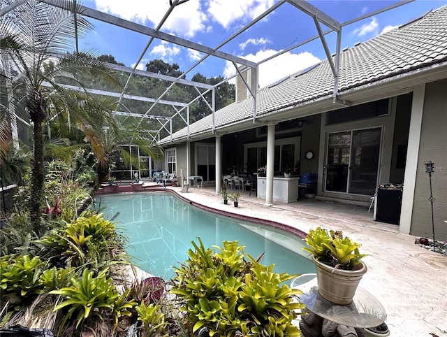 8935 Jonathan Manor Dr, Orlando, FL 32819 - outdoor pool with a patio area and glass enclosure