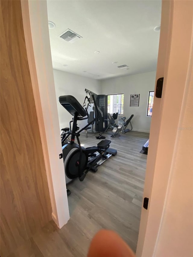 3432 Tranquil Trl, Kissimmee, FL 34747 - workout area featuring wood finished floors and baseboards