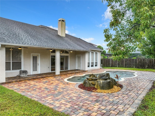 10915 Piping Rock Cir, Orlando, FL 32817 - view of pool with a patio area, ceiling fan, fence, and a fenced in pool