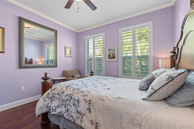 3583 Valleyview Dr, Kissimmee, FL 34746 - bedroom with ornamental molding, ceiling fan, wood finished floors, and baseboards
