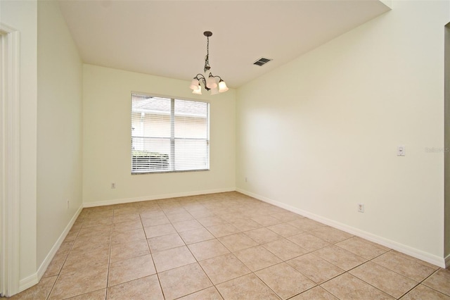 4626 Redmond Pl, Sanford, FL 32771 - unfurnished room with baseboards, light tile patterned flooring, a notable chandelier, and visible vents