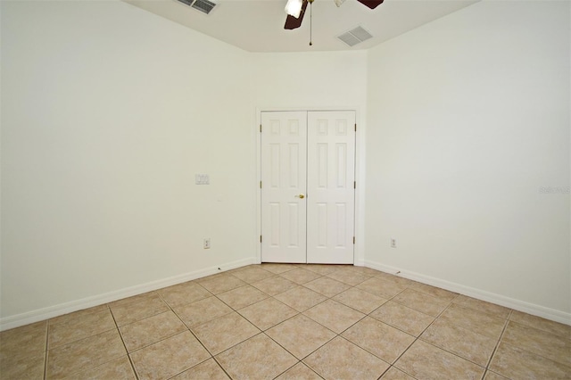 4626 Redmond Pl, Sanford, FL 32771 - spare room with visible vents, ceiling fan, light tile patterned flooring, and baseboards