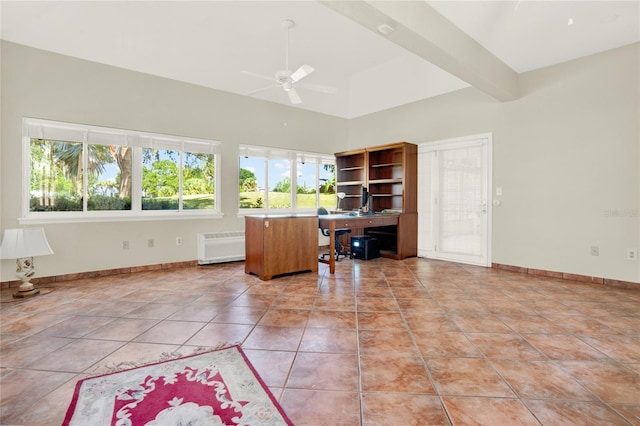 738 Powderhorn Cir, Lake Mary, FL 32746 - office space featuring light tile patterned flooring, baseboards, a ceiling fan, and a healthy amount of sunlight