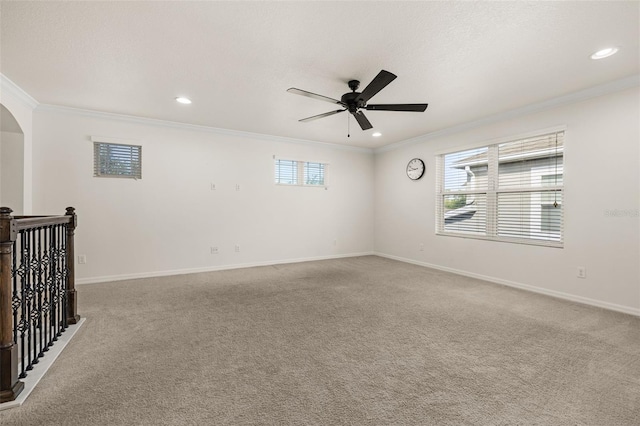 7837 Bostonian Dr, Winter Garden, FL 34787 - unfurnished room featuring crown molding, baseboards, a ceiling fan, and a wealth of natural light