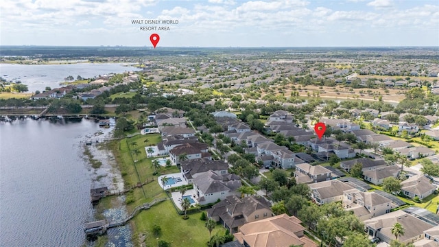 7837 Bostonian Dr, Winter Garden, FL 34787 - birds eye view of property with a residential view and a water view