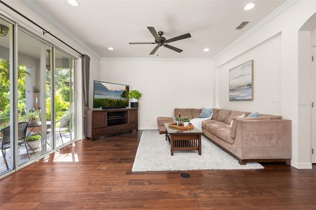 7837 Bostonian Dr, Winter Garden, FL 34787 - living room featuring dark wood-style flooring, visible vents, and plenty of natural light