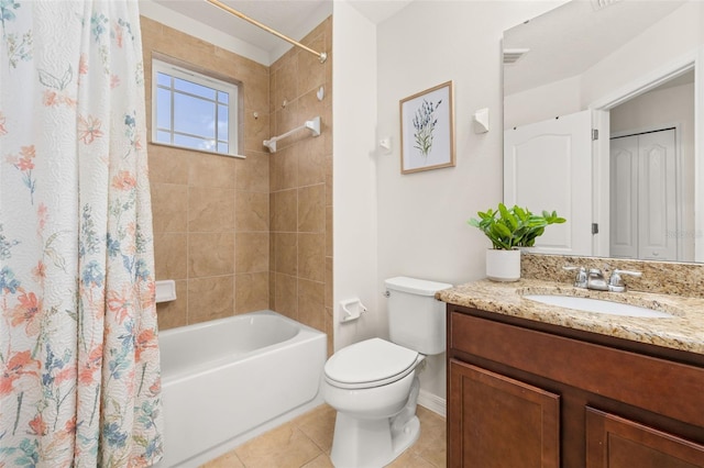 7837 Bostonian Dr, Winter Garden, FL 34787 - full bathroom with tile patterned flooring, visible vents, vanity, toilet, and shower / bath combo