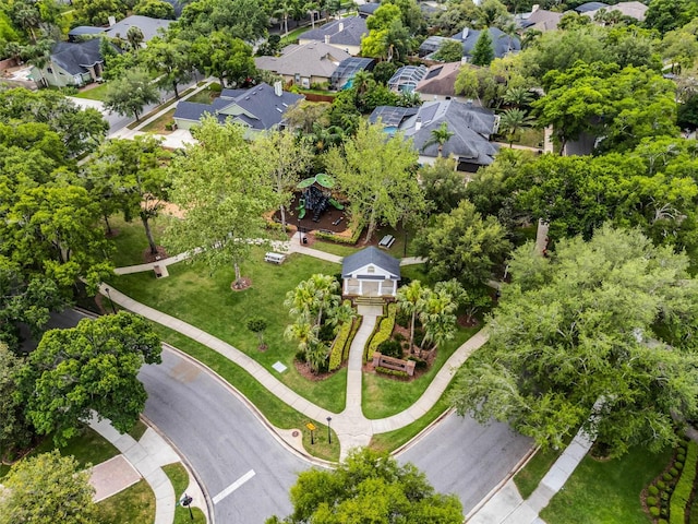 birds eye view of property with a residential view