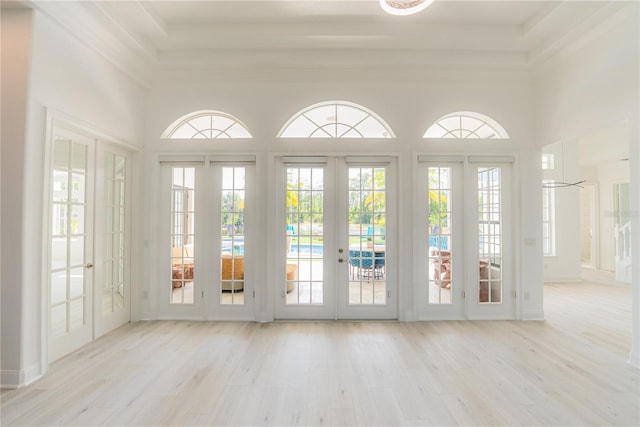 6550 Cartmel Ln, Windermere, FL 34786 - doorway to outside featuring wood finished floors, french doors, and a high ceiling