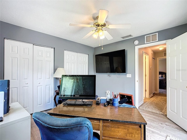5060 NW 26th St, Ocala, FL 34482 - home office with light wood-style floors, baseboards, a ceiling fan, and visible vents
