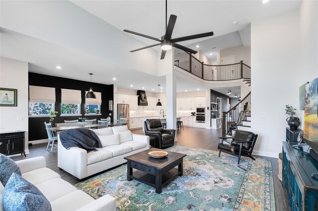 14749 Walcott Ave, Orlando, FL 32827 - living room with recessed lighting, a ceiling fan, and wood finished floors