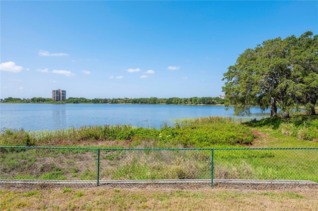 property view of water with fence